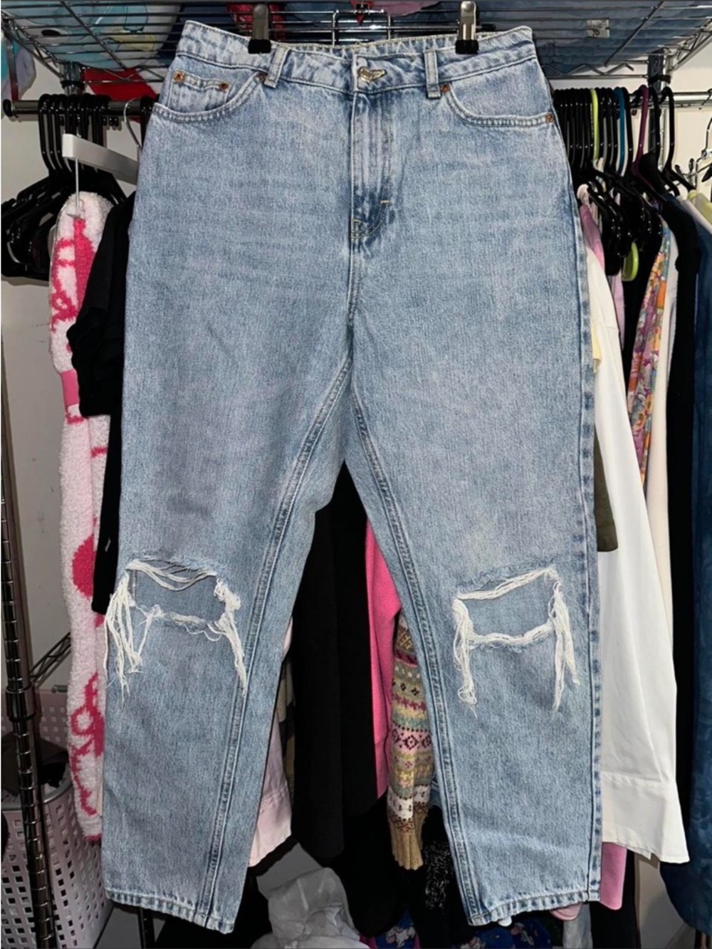Topshop Light Wash Distressed Boyfriend Jeans